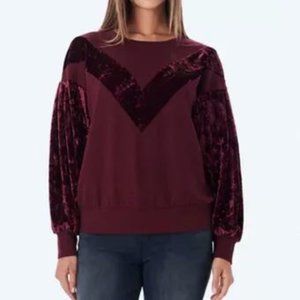 NWT William Rast Revolve Maroon Velvet Pullover sz XL